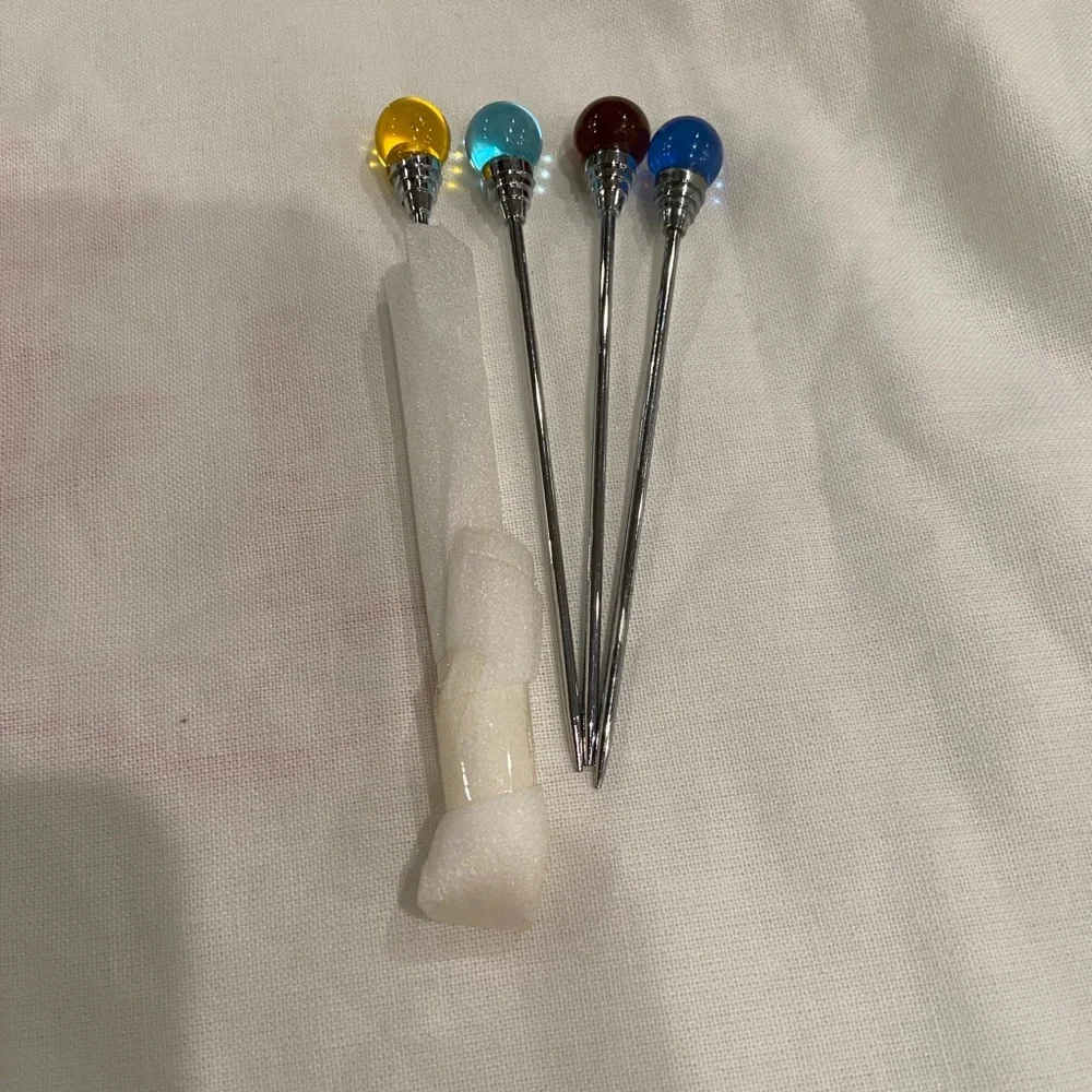 Vintage food metal silver Multicolor martini cocktail picks. yellow purple blue
